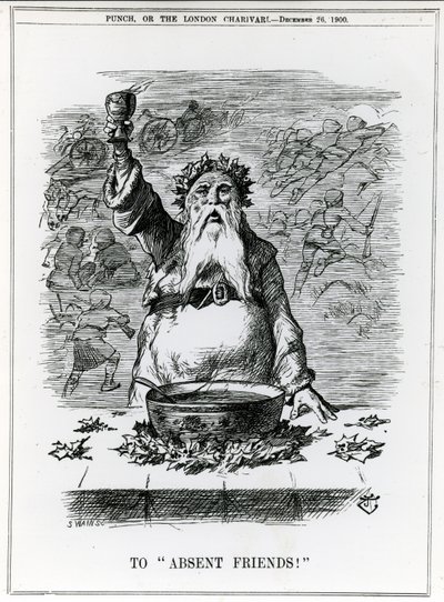 1900年12月26日，来自&39;Punch&39;杂志的卡通片“Absent Friends！” 作者 英语学校
